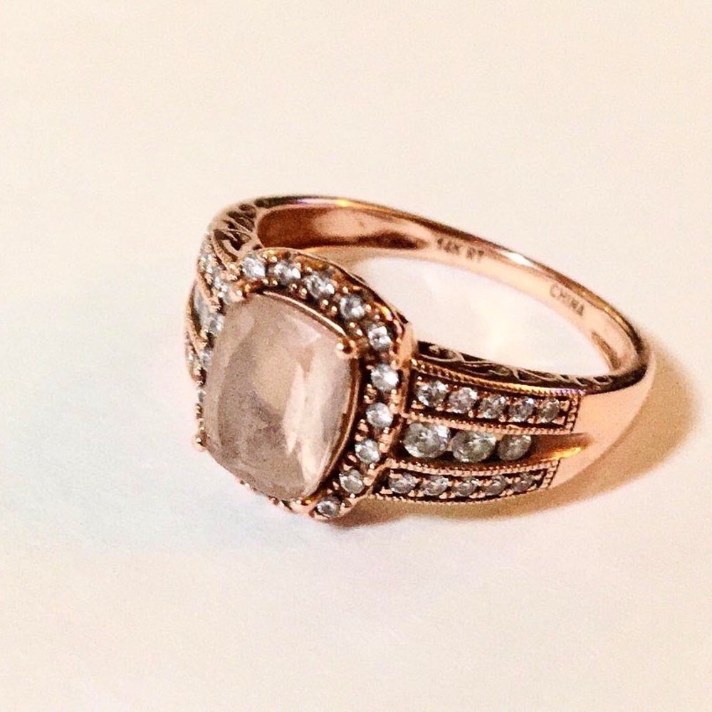 14k Rose Gold Morganite 1ct and Diamonds .80ct size 10